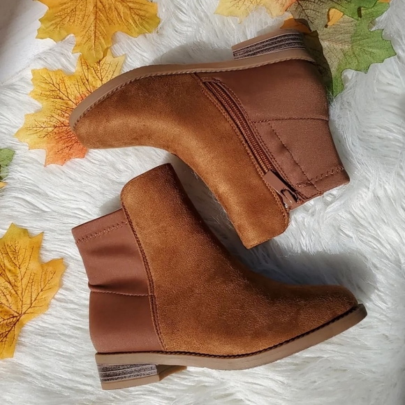 Faux Suede Tan Ankle Boots - Picture 2 of 3